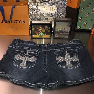 Reflex USA stretchy denim shorts w/ bling
